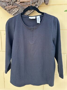 Liz Claiborne Black Half-Zip Knit Top